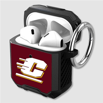 Pastele Central Michigan Chippewas Custom Personalized Airpods Case Shockproof Cover The Best Smart Protective Cover With Ring AirPods Gen 1 2 3 Pro Black Pink Colors