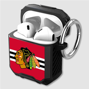 Pastele Chicago Blackhawks NHL Custom Personalized Airpods Case Shockproof Cover The Best Smart Protective Cover With Ring AirPods Gen 1 2 3 Pro Black Pink Colors