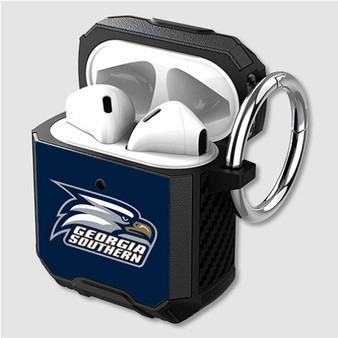 Pastele Georgia Southern Eagles Custom Personalized Airpods Case Shockproof Cover The Best Smart Protective Cover With Ring AirPods Gen 1 2 3 Pro Black Pink Colors