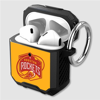 Pastele Houston Rockets NBA Art Custom Personalized Airpods Case Shockproof Cover The Best Smart Protective Cover With Ring AirPods Gen 1 2 3 Pro Black Pink Colors