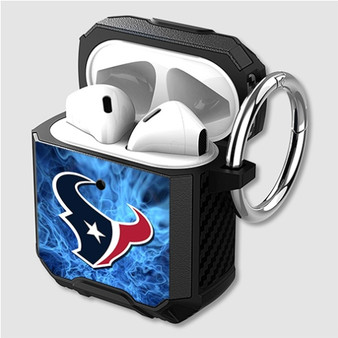 Pastele Houston Texans NFL Custom Personalized Airpods Case Shockproof Cover The Best Smart Protective Cover With Ring AirPods Gen 1 2 3 Pro Black Pink Colors