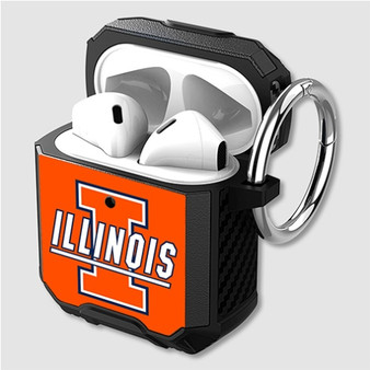 Pastele Illinois Fighting Illini Custom Personalized Airpods Case Shockproof Cover The Best Smart Protective Cover With Ring AirPods Gen 1 2 3 Pro Black Pink Colors