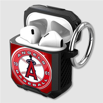 Pastele Los Angeles Angels MLB Custom Personalized Airpods Case Shockproof Cover The Best Smart Protective Cover With Ring AirPods Gen 1 2 3 Pro Black Pink Colors