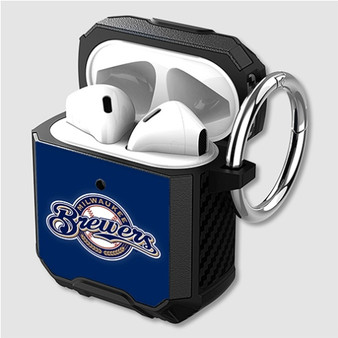 Pastele Milwaukee Brewers MLB Custom Personalized Airpods Case Shockproof Cover The Best Smart Protective Cover With Ring AirPods Gen 1 2 3 Pro Black Pink Colors