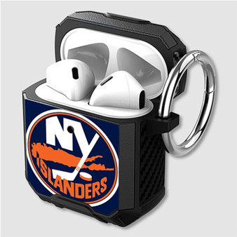 Pastele New York Islanders NHL Custom Personalized Airpods Case Shockproof Cover The Best Smart Protective Cover With Ring AirPods Gen 1 2 3 Pro Black Pink Colors