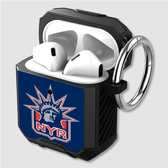 Pastele New York Rangers NHL Art Custom Personalized Airpods Case Shockproof Cover The Best Smart Protective Cover With Ring AirPods Gen 1 2 3 Pro Black Pink Colors