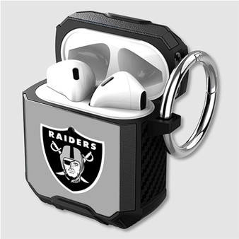 Pastele Oakland Raiders NFL Art Custom Personalized Airpods Case Shockproof Cover The Best Smart Protective Cover With Ring AirPods Gen 1 2 3 Pro Black Pink Colors
