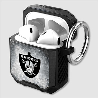 Pastele Oakland Raiders NFL Custom Personalized Airpods Case Shockproof Cover The Best Smart Protective Cover With Ring AirPods Gen 1 2 3 Pro Black Pink Colors