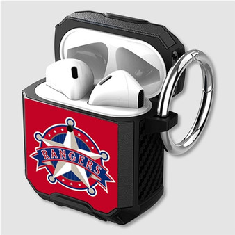 Pastele Texas Rangers MLB Custom Personalized Airpods Case Shockproof Cover The Best Smart Protective Cover With Ring AirPods Gen 1 2 3 Pro Black Pink Colors