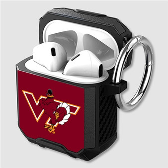 Pastele Virginia Tech Hokies Custom Personalized Airpods Case Shockproof Cover The Best Smart Protective Cover With Ring AirPods Gen 1 2 3 Pro Black Pink Colors