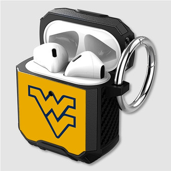 Pastele West Virginia Mountaineers Art Custom Personalized Airpods Case Shockproof Cover The Best Smart Protective Cover With Ring AirPods Gen 1 2 3 Pro Black Pink Colors