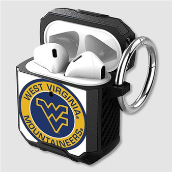 Pastele West Virginia Mountaineers Custom Personalized Airpods Case Shockproof Cover The Best Smart Protective Cover With Ring AirPods Gen 1 2 3 Pro Black Pink Colors