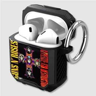 Pastele Guns N Roses Appetite For Destruction Custom Personalized Airpods Case Shockproof Cover The Best Smart Protective Cover With Ring AirPods Gen 1 2 3 Pro Black Pink Colors