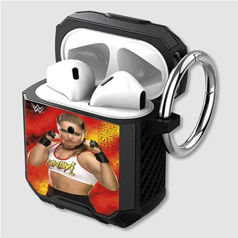 Pastele Ronda Rousey WWE Custom Personalized Airpods Case Shockproof Cover The Best Smart Protective Cover With Ring AirPods Gen 1 2 3 Pro Black Pink Colors