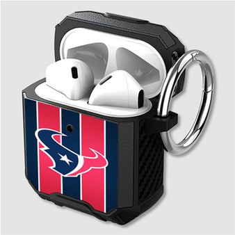 Pastele Houston Texans NFL Custom Personalized Airpods Case Shockproof Cover New The Best Smart Protective Cover With Ring AirPods Gen 1 2 3 Pro Black Pink Colors