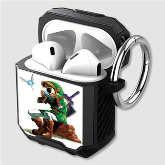 Pastele The Legend of Zelda Ocarina of Time Link Custom Personalized Airpods Case Shockproof Cover The Best Smart Protective Cover With Ring AirPods Gen 1 2 3 Pro Black Pink Colors