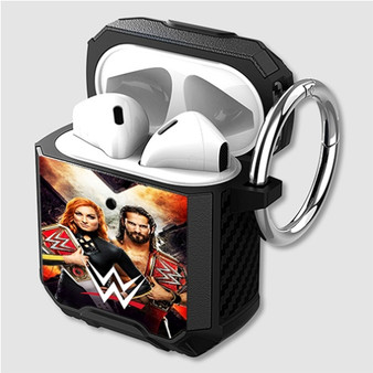 Pastele Becky Lynch Seth Rollins WWE Custom Personalized Airpods Case Shockproof Cover New The Best Smart Protective Cover With Ring AirPods Gen 1 2 3 Pro Black Pink Colors