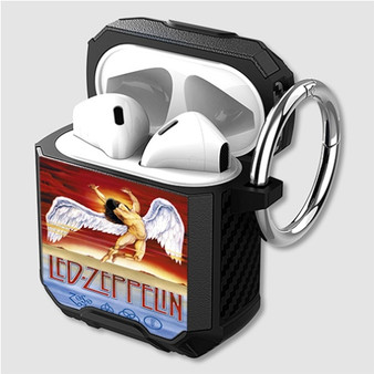 Pastele Led Zeppelin Swan Song Custom Personalized Airpods Case Shockproof Cover The Best Smart Protective Cover With Ring AirPods Gen 1 2 3 Pro Black Pink Colors