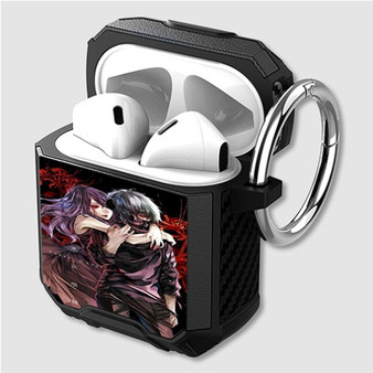 Pastele Rize and Kaneki Tokyo Ghoul Custom Personalized Airpods Case Shockproof Cover The Best Smart Protective Cover With Ring AirPods Gen 1 2 3 Pro Black Pink Colors