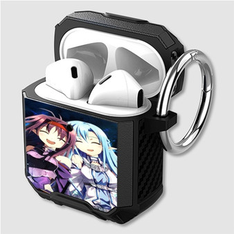 Pastele Asuna and Sinon Sword Art Online Custom Personalized Airpods Case Shockproof Cover The Best Smart Protective Cover With Ring AirPods Gen 1 2 3 Pro Black Pink Colors