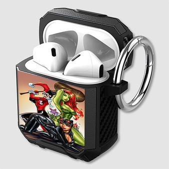 Pastele Harley Quinn Poison Ivy and Catwoman Custom Personalized Airpods Case Shockproof Cover The Best Smart Protective Cover With Ring AirPods Gen 1 2 3 Pro Black Pink Colors