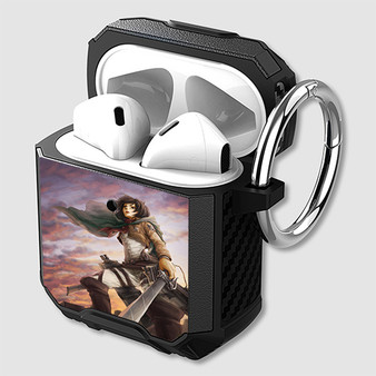 Pastele Mikasa Ackerman Shingeki no Kyojin 2 Custom Personalized Airpods Case Shockproof Cover The Best Smart Protective Cover With Ring AirPods Gen 1 2 3 Pro Black Pink Colors