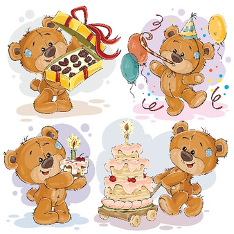 Pastele Teddy Bear Wishes Birthday Clipart Digital File Download Printable Colorful Digital Art Instant Download for Clothing Cards & invitations Stickers Mugs Stamps Candles Posters Signs Labels Stationary Scrapbooking material and Party Supplies