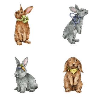 Pastele Watercolor Rabbit Clipart Digital File Download Printable Colorful Digital Art Instant Download for Clothing Cards & invitations Stickers Mugs Stamps Candles Posters Signs Labels Stationary Scrapbooking material and Party Supplies
