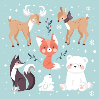 Pastele Winter Animals Snow Clipart Digital File Download Printable Colorful Digital Art Instant Download for Clothing Cards & invitations Stickers Mugs Stamps Candles Posters Signs Labels Stationary Scrapbooking material and Party Supplies