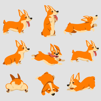 Pastele Corgi Dog Character Collection Printable Editable Instant Digital Download 300 Dpi PNG EPS File Megabundle Illustrations Cute Hand Drawn Images Sticker for Fabric Clothing Embroidery Decoration Commercial Personal Use