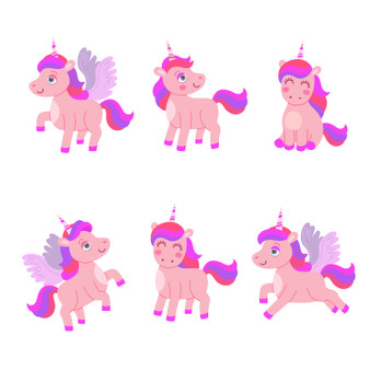 Pastele Cute Unicorn Cartoon Clipart Collection Set of Digital Download Editable Artwork Ready to Use PNG EPS 300 Dpi File Bundles Clip Art for Wallpaper Wall Decor T-Shirt Clothing Fabric Print Embroidery Paper products Invitations Greeting cards