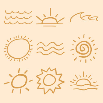 Pastele Orange Summer Sunset Set of Clipart Collection Printable Editable Digital Download PNG EPS File 300 Dpi Clip Art for Paper Products Invitations Greeting Card Stickers Embroidery Clothing Commercial and Personal Use