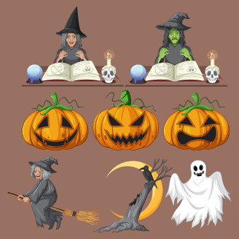 Pastele Set Witches Wizard Objects Collection Megabundle Clipart Instant Digital Download Printable Editable Vector Clipart Decoration Greeting Card Wall Decor Stickers Label Party Supplies Poster T-Shirt Clothing Embroidery Birthday