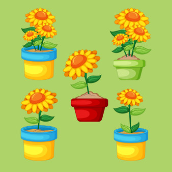 Pastele Sunflowers In A Pot Clipart Collection Set of Digital Download Editable Artwork Ready to Use PNG EPS 300 Dpi File Bundles Clip Art for Wallpaper Wall Decor T-Shirt Clothing Fabric Print Embroidery Paper products Invitations Greeting cards