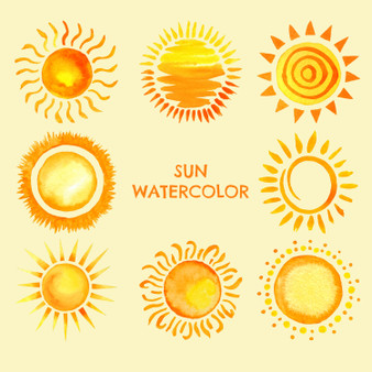 Pastele Watercolor Suns Clipart PNG Bundles EPS 300 Dpi File Ready to Use Editable printable Vector Artwork Instant Digital Download for Print to Fabric Textile Clothing Paper Wall Art Wall Decor Wall Paper Embroidery Birthday Stickers