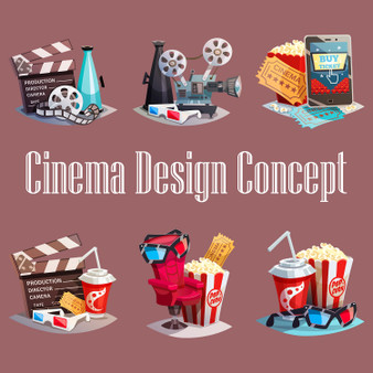 Pastele 3D Cartoon Cinema Design Concepts Clipart PNG Eps 300 Dpi File Collection Editable Printable Artwork Vector Design Graphics Transparent Background Scrapbook Print Paper Product T-Shirt Tank Top Wall Decor Stickers Digital Download