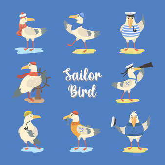 Pastele Bird Wearing Sailor Costumes And Hats lipart Digital Download Printable File Editable Artwork Instant Download PNG EPS File 300 Dpi Paper Products Invitations Greeting Card Stickers Birthday Clothing Stationary Scrapbooking