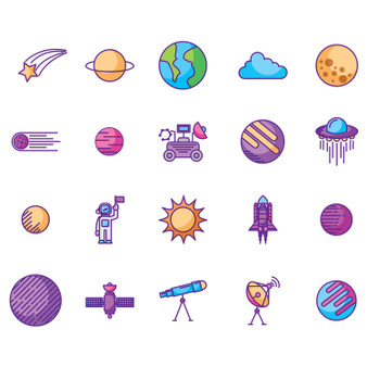 Pastele Bundle Planets Space Icons Clipart Digital Download Printable File Editable Artwork Instant Download PNG EPS File 300 Dpi Paper Products Invitations Greeting Card Stickers Birthday Clothing Stationary Scrapbooking