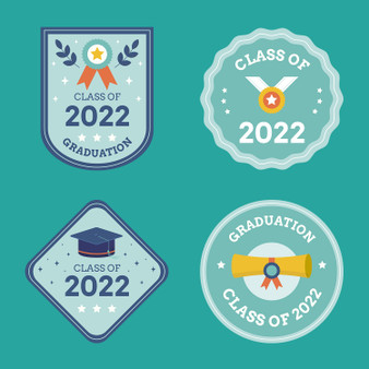 Pastele Class Of 2022 Graduation Emblems Collection Printable Editable Instant Digital Download 300 Dpi PNG EPS File Megabundle Illustrations Cute Hand Drawn Images Sticker for Fabric Clothing Embroidery Decoration Commercial Personal Use