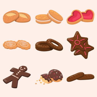 Pastele Colorful Biscuits Cookies Flat Collection Printable Editable Instant Digital Download 300 Dpi PNG EPS File Megabundle Illustrations Cute Hand Drawn Images Sticker for Fabric Clothing Embroidery Decoration Commercial Personal Use