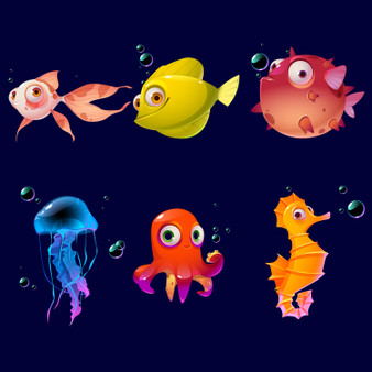 Pastele Cute Sea Animals Collection Megabundle Clipart Instant Digital Download Printable Editable Vector Clipart Decoration Greeting Card Wall Decor Stickers Label Party Supplies Poster T-Shirt Clothing Embroidery Birthday