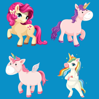 Pastele Cute Unicorn Standing Pose Clipart Collection Set of Digital Download Editable Artwork Ready to Use PNG EPS 300 Dpi File Bundles Clip Art for Wallpaper Wall Decor T-Shirt Clothing Fabric Print Embroidery Paper products Invitations Stickers