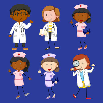 Pastele Doctors Nurses Illustration Clipart Collection Set of Digital Download Editable Artwork Ready to Use PNG EPS 300 Dpi File Bundles Clip Art for Wallpaper Wall Decor T-Shirt Clothing Fabric Print Embroidery Paper products Invitations Stickers