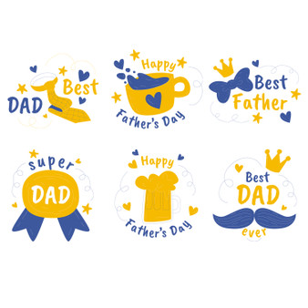 Pastele Hand Drawn Fathers Day Badges Clipart PNG Eps 300 Dpi File Collection Editable Printable Artwork Vector Design Graphics Transparent Background Scrapbook Print Paper Product T-Shirt Tank Top Wall Decor Stickers Digital Download