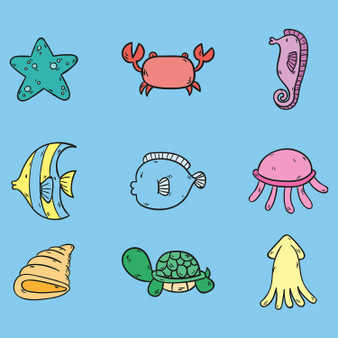 Pastele Hand Drawn Sea Creature Clipart Digital Download Printable File Editable Artwork Instant Downoad PNG EPS File 300 Dpi Paper Products Invitations Greeting Card Stickers Birthday Clothing Stationary Scrapbooking