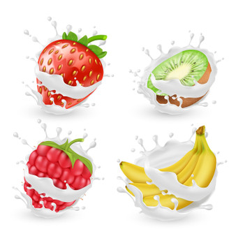 Pastele Juicy Summer Fruits Berries Milk Cream Splashes Collection Printable Editable Instant Digital Download 300 Dpi PNG EPS File Megabundle Illustrations Cute Hand Drawn Images Sticker for Fabric Clothing Embroidery Commercial Personal Use