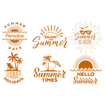 Pastele Summer Labels Set Clipart PNG Eps 300 Dpi File Collection Editable Printable Artwork Vector Design Graphics Transparent Background Scrapbook Print Paper Product T-Shirt Tank Top Wall Decor Stickers Greeting Card Digital Download