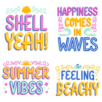 Pastele Summer Vibes Lettering Clipart PNG Eps 300 Dpi File Collection Editable Printable Artwork Vector Design Graphics Transparent Background Scrapbook Print Paper Product T-Shirt Tank Top Wall Decor Stickers Greeting Card Digital Download