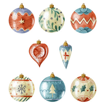 Pastele Watercolor Christmas Ball Ornaments Clipart Digital Download Printable File Editable Artwork Instant Download PNG EPS File 300 Dpi Paper Products Invitations Greeting Card Stickers Birthday Clothing Stationary Scrapbooking