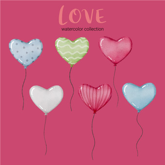 Pastele Watercolor Flying Balloons Hearts Valentine Love Shapes Clipart Digital Download Printable File Editable Artwork Instant Download PNG EPS File 300 Dpi Paper Products Invitations Greeting Card Stickers Birthday Clothing Stationary Scrapbooking